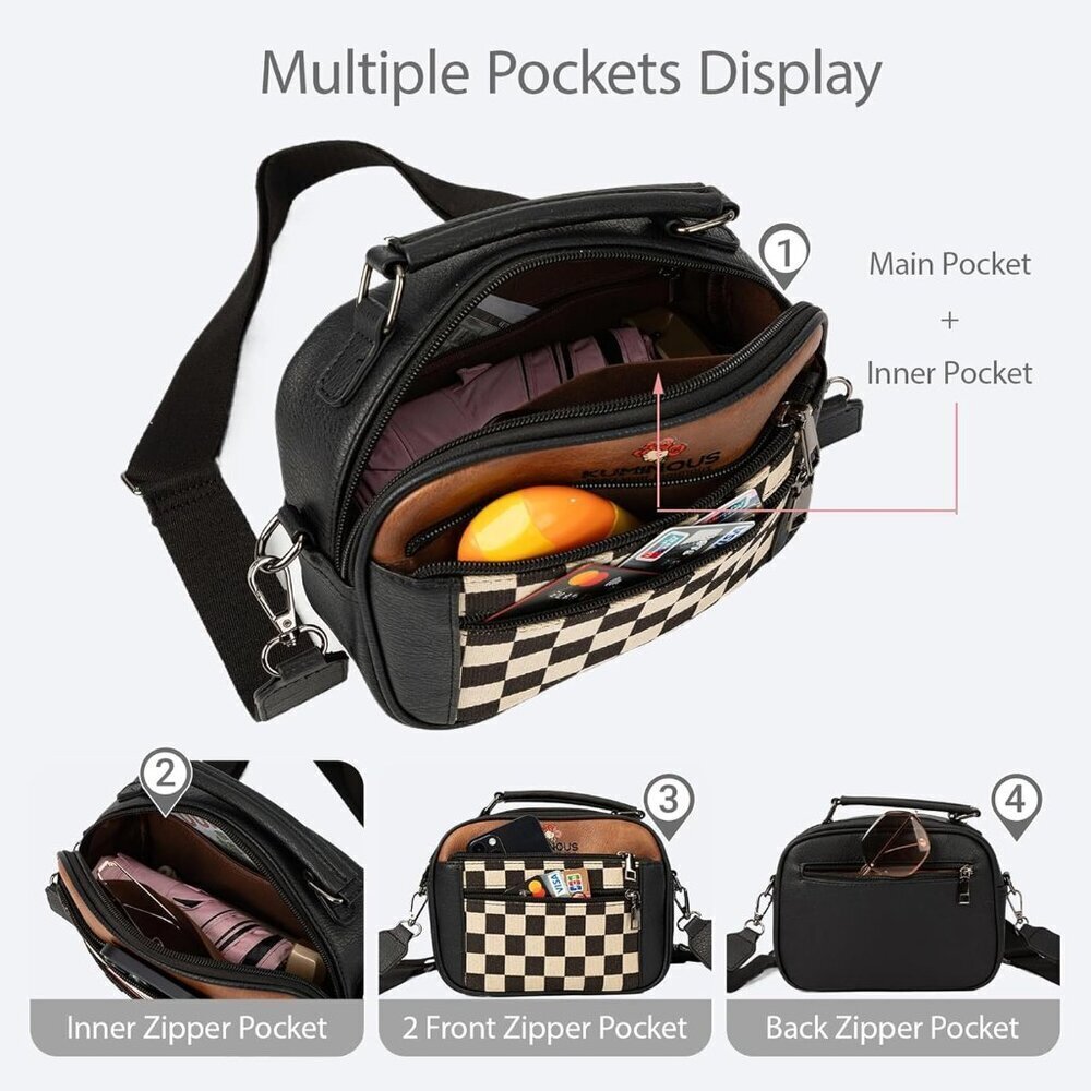 Leather Crossbody Bag for Women Vegan Purses Small Adjustable Strap - Picture 4 of 7